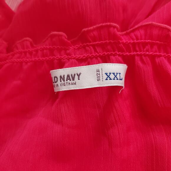 Old Navy Sheer Ruffle Chiffon Puff Sleeve Peasant Blouse Womens Size XXL Pink - Picture 7 of 12